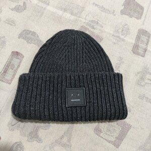 Acne Studios Folded Cuff Cozy Knit Black Beanie